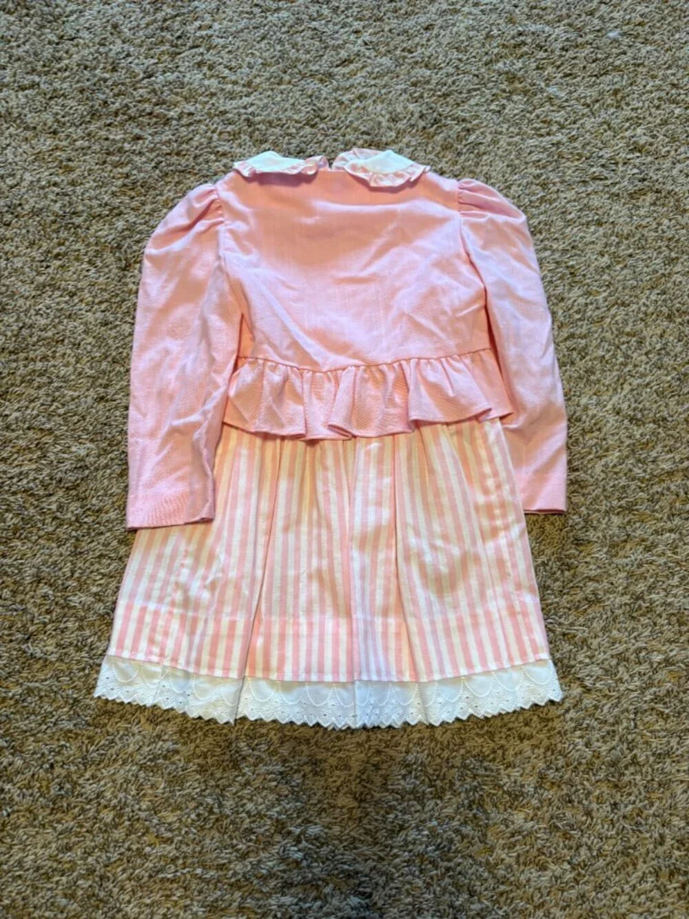 Vintage pink striped collared layered dress